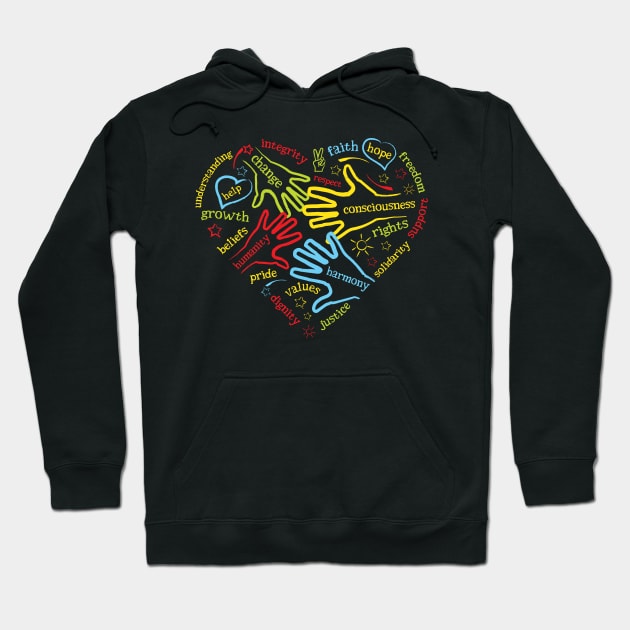 Human and Civil Rights Values Heart Shaped Hoodie by jazzworldquest